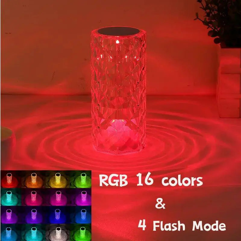 Dimmable LED Crystal Touch Lamp With Remote 16 Colors