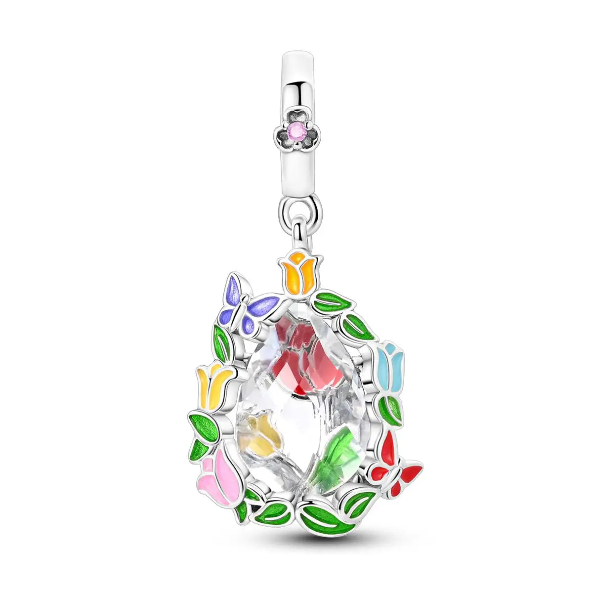 Charm Silver Plated Zircon Beads
