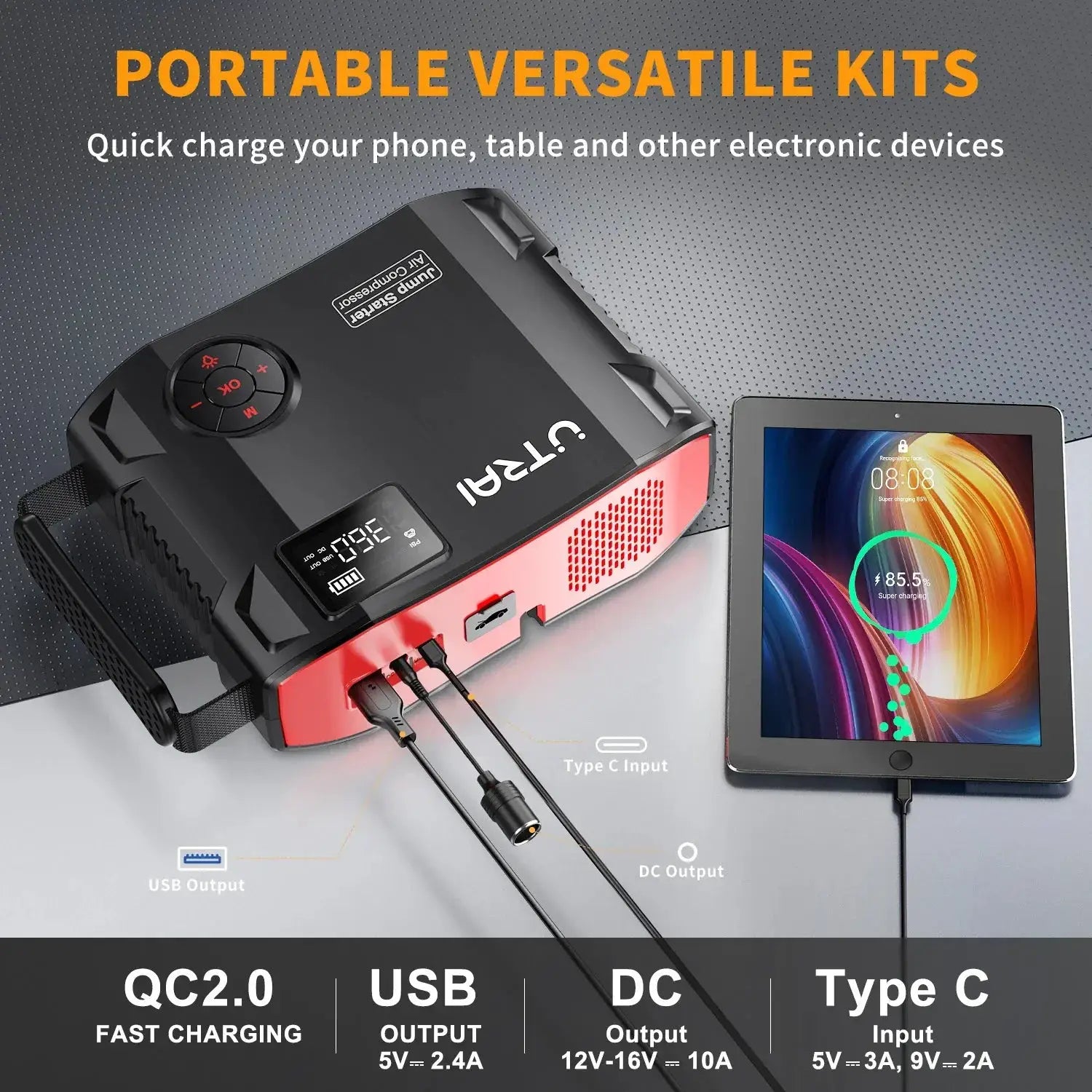 UTRAI JS5 Four In One Car Booster Jump Starter 2000A - OurLum.com