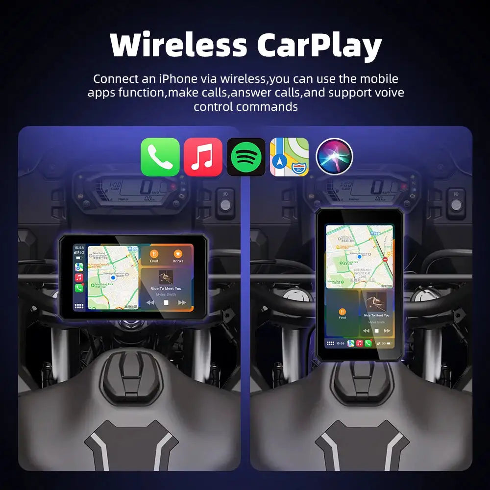 EKIY 5.0 inch Wireless CarPlay Moto Android Auto Portable Digital Dashboard GPS Motorcycle Navigation Removable Display Screen