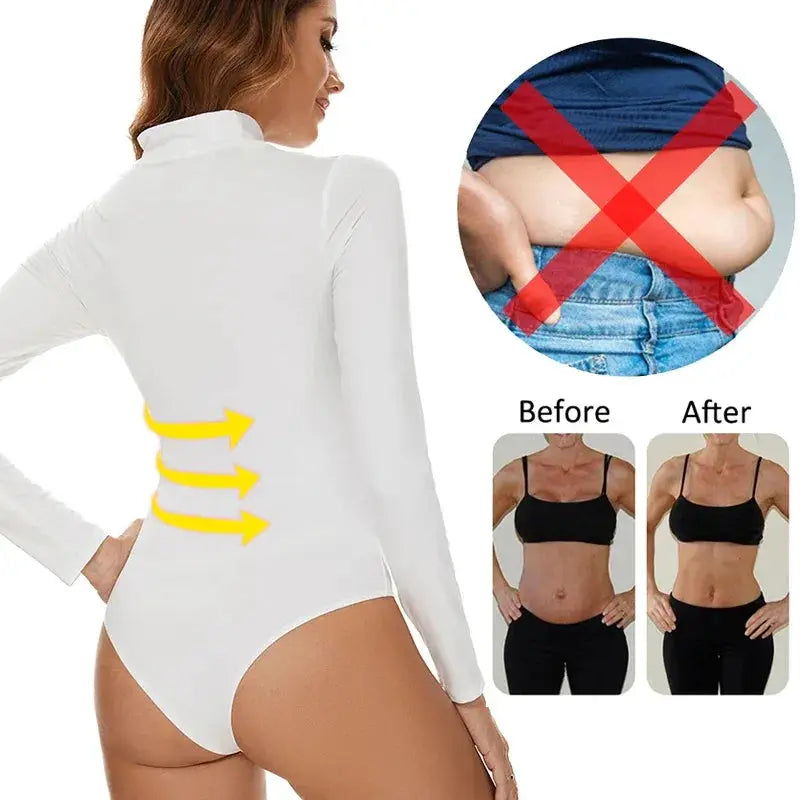 High Collar Tummy Control Corset Bodysuit Slimming Shapewear