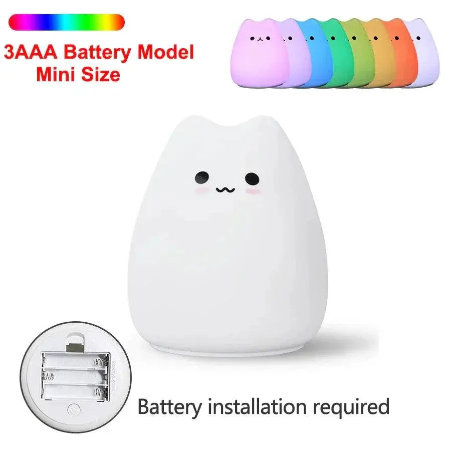 LED Cat Night Light For Kids Soft Silicone Touch Sensor