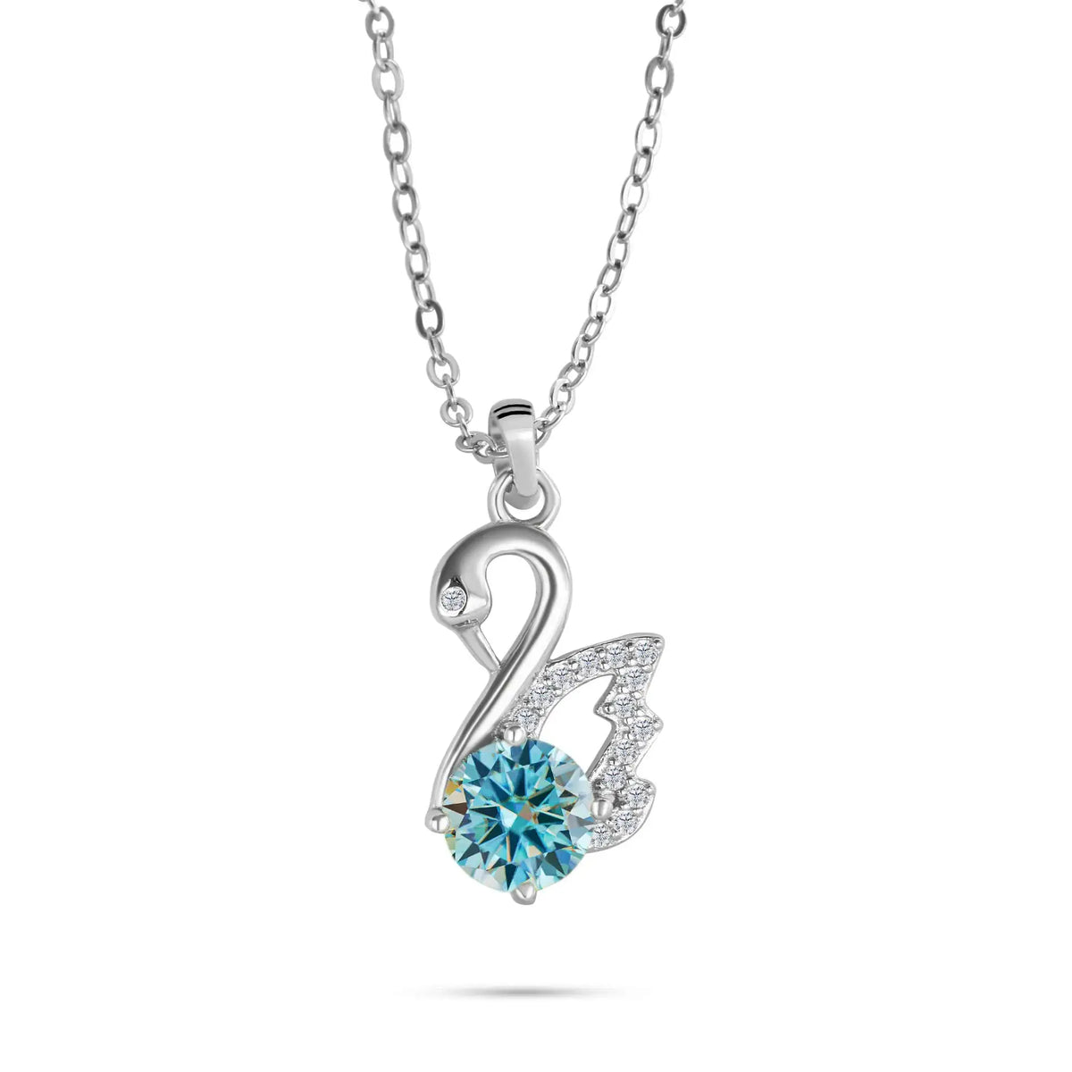 Round Moissanite Pendant Necklace in Sterling Silver Carat — product view 8