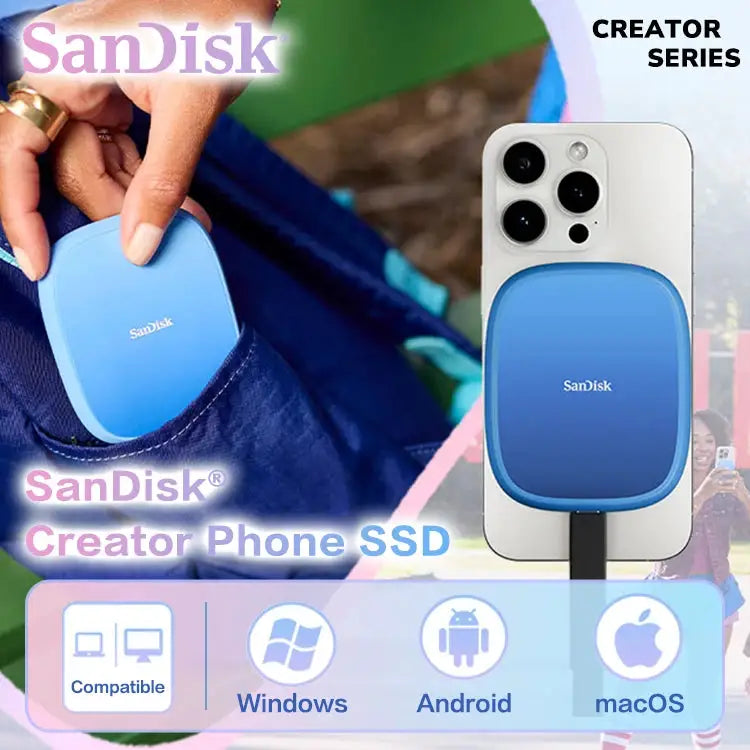 SanDisk Portable SSD for iPhone 15 16 17 Type-C Smartphone Max 1000Mb/s External Solid State Drive 1TB 2TB USB3.2 PSSD Hard Disk