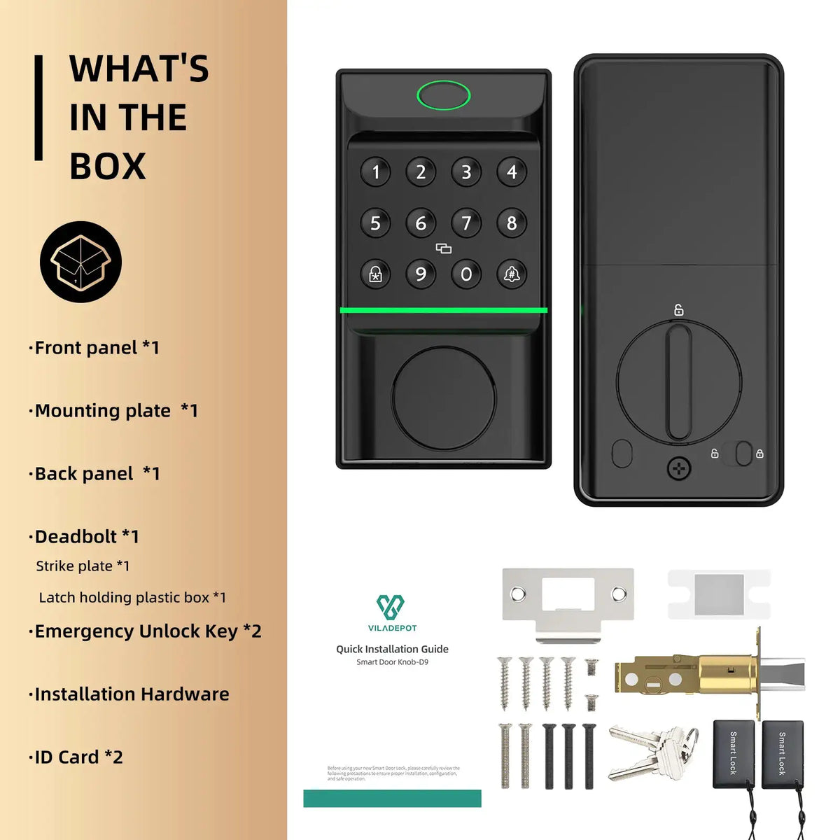 Viladepot Smart Lock Fingerprint Door Lock App Control Passcode Unlock Electronic Touchscreen Keypad Smart Door Handel