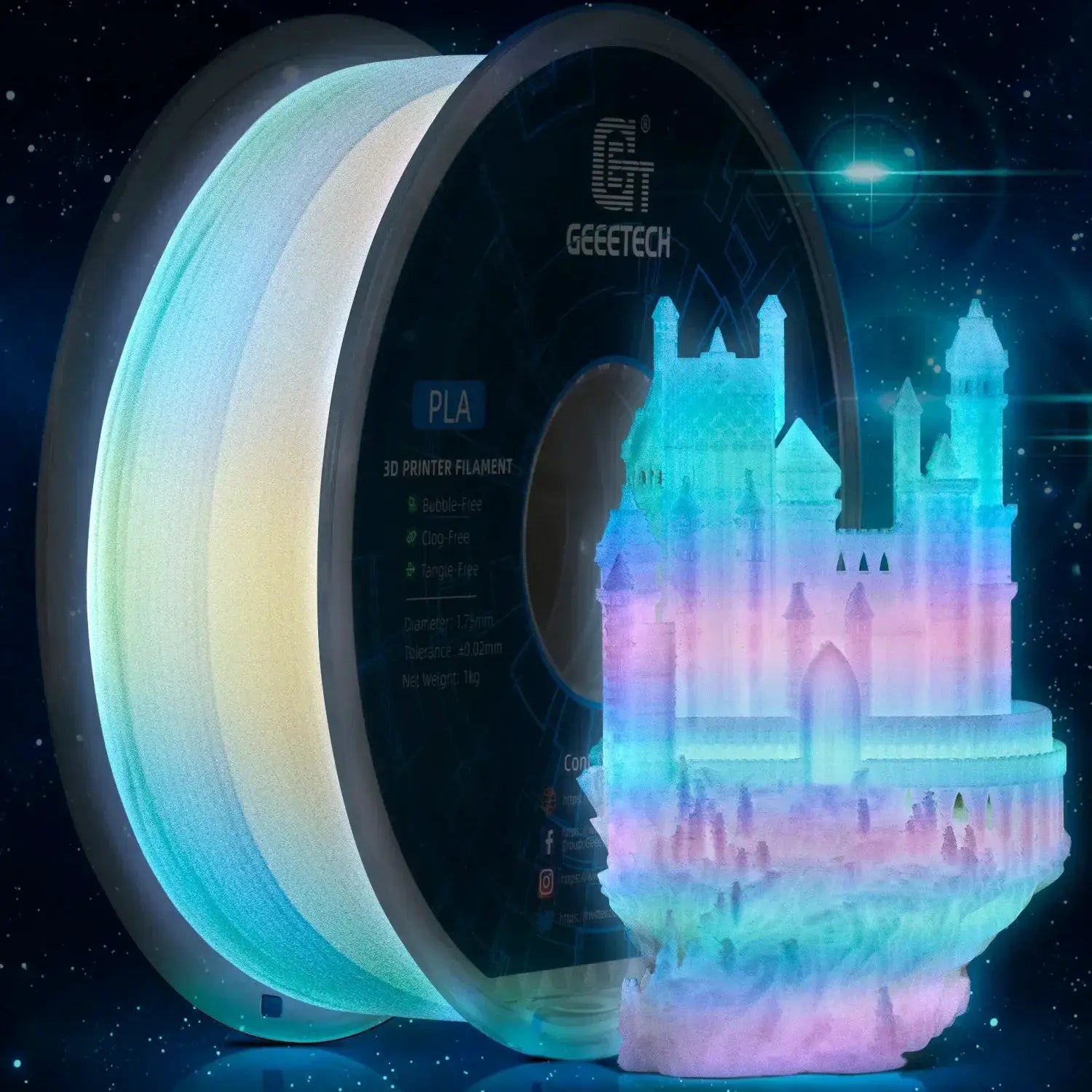 Geeetech Luminous PLA Filament 1.75mm 1kg Glow in Dark