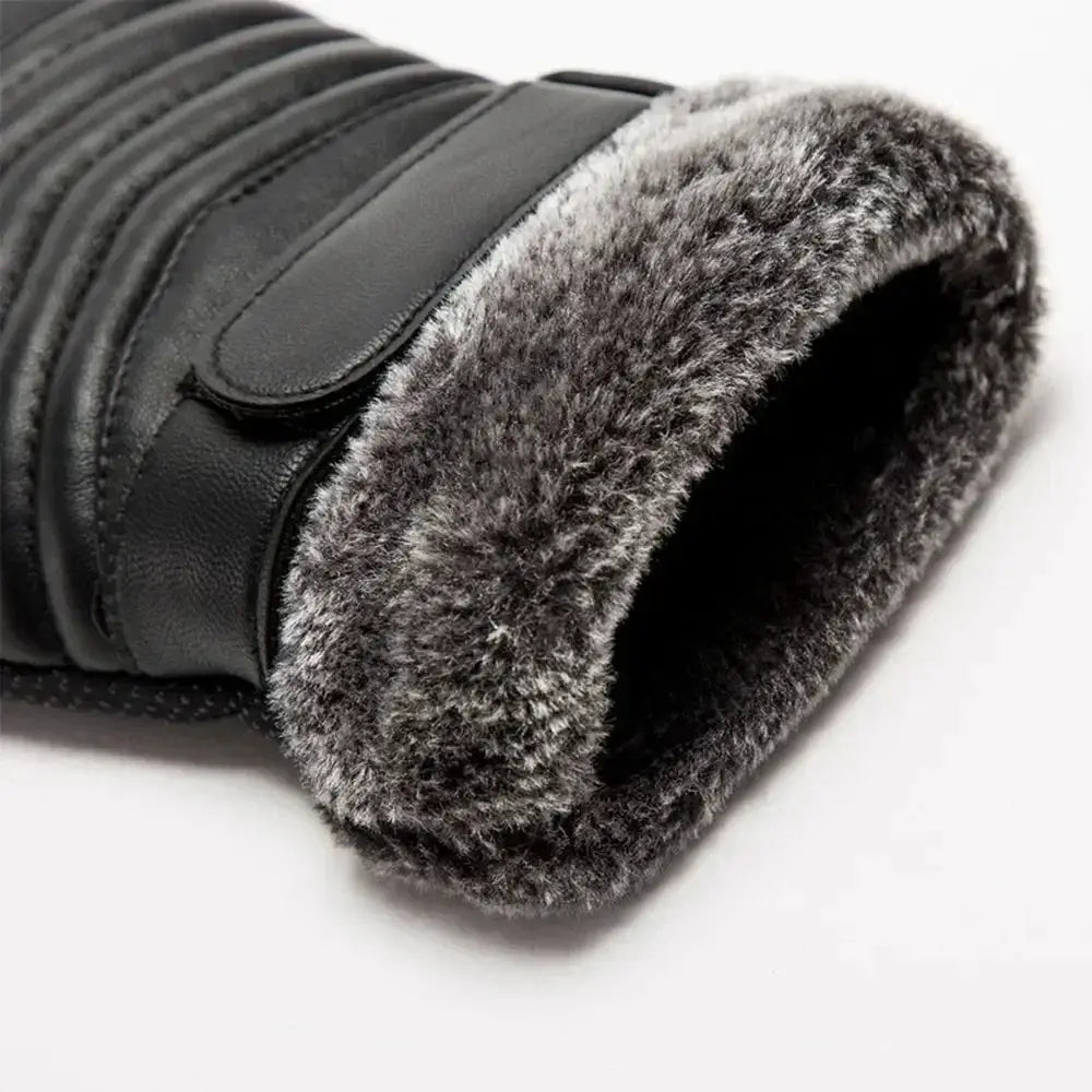 Winter Men's Fur Lined Plush Insulated Outdoor Gloves