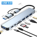 8-In-2 USB Hub 3.0 USB-C Docking Station High Speed Adapter