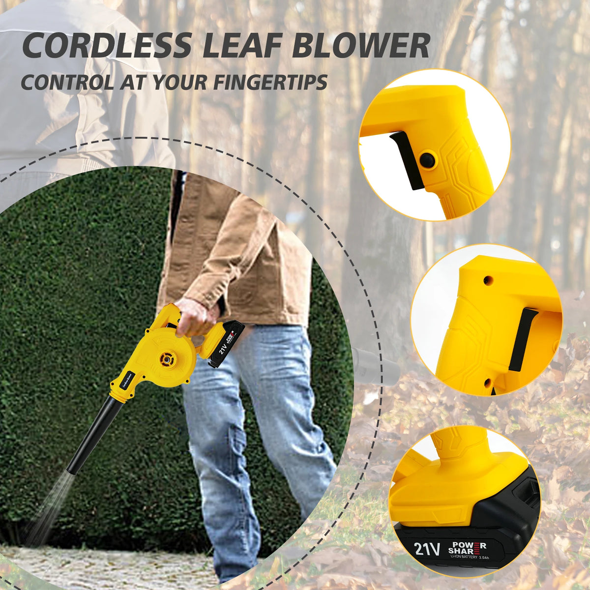 Cordless Leaf Blower Portable with Battery and Charger for Lawn — product view 8