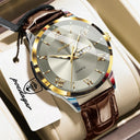Poedagar Mens Leather Date Week Watch