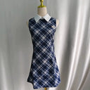 Kimotimo Plaid Dress Women Slim Waist