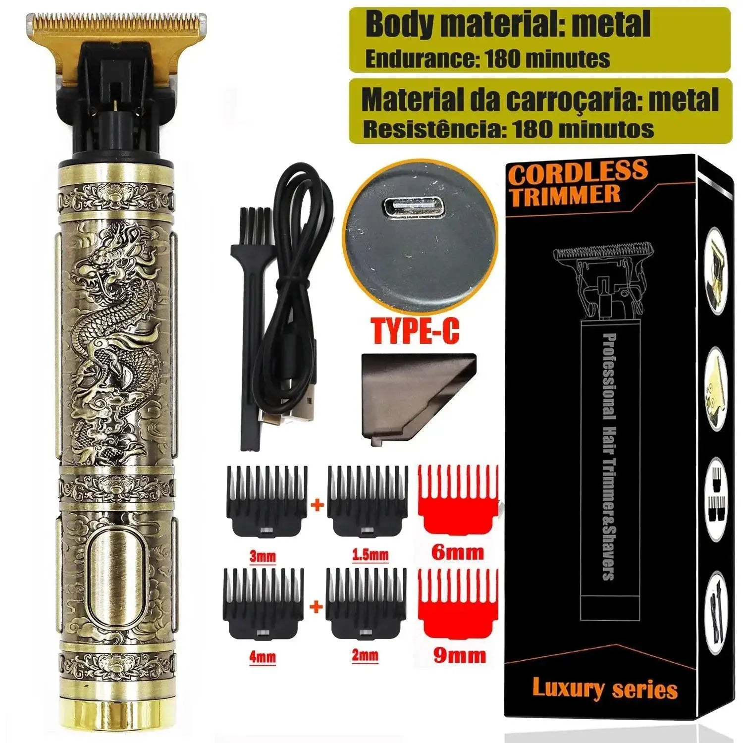 Vintage Dragon T9 Cordless Hair Clippers Effortless Styling