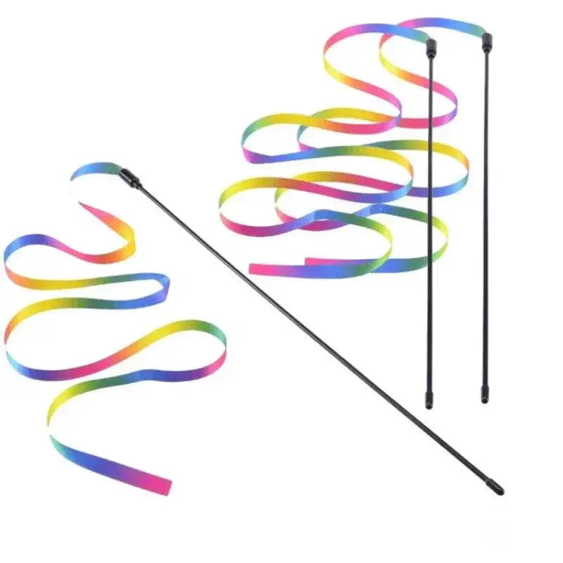 Rainbow Strips Cat Teaser Wand Interactive Toy For Cats