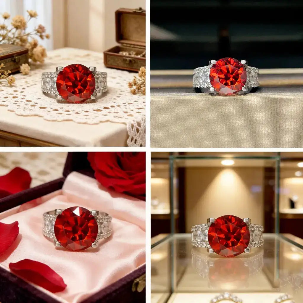 Sterling Silver Sterling Silver Red Moissanite Ring — product image 3
