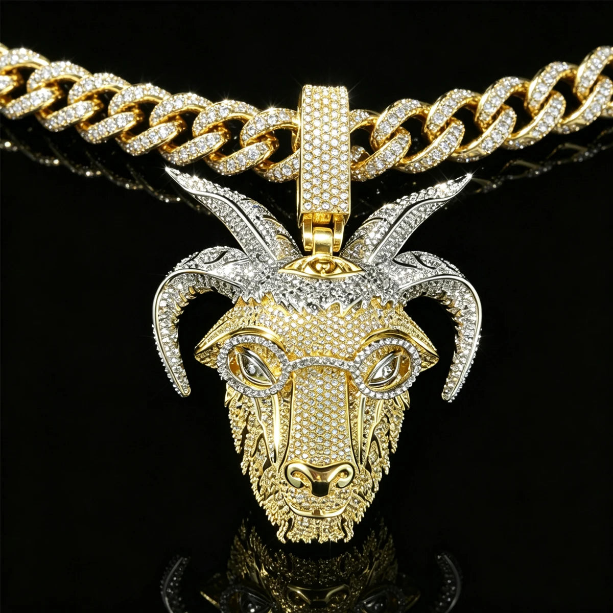 D Iced Out Goat Pendant
