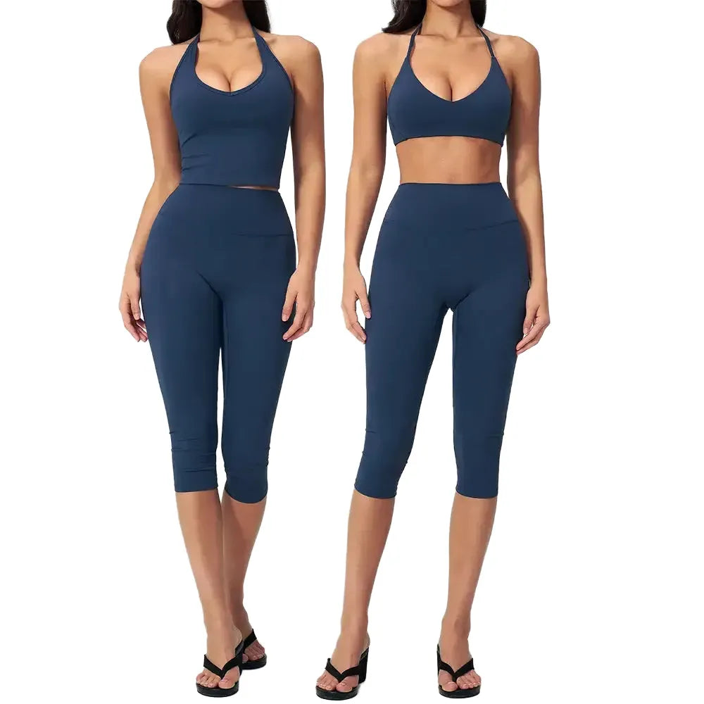 Women Yoga Set High Waist Leggings Crop Top — product view 1