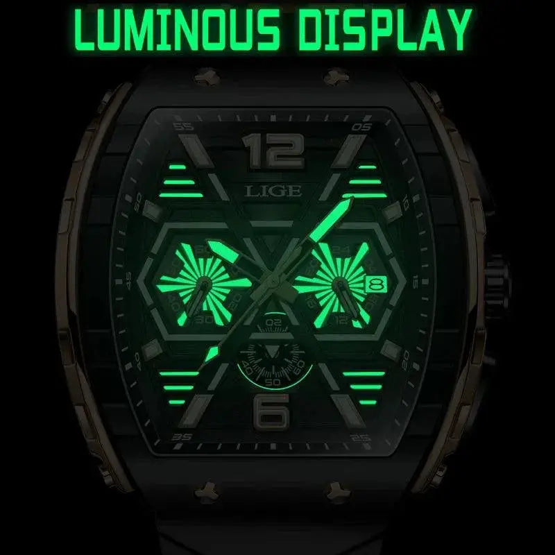 LIGE Luxury Quartz Watch Multifunctional Timepiece For Men