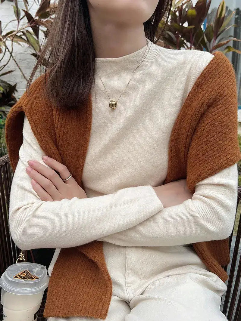 Elegant Mock Neck Pullover Sweater With Spandex Cotton Blend