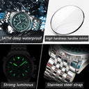 Luxury Mens Chronograph Stainless Steel Watch Date Luminous Waterproof