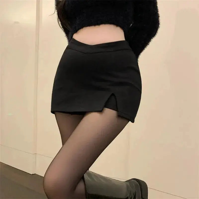 Black A Line Skirt Chic High Waist Mini For Office Wear
