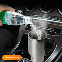 Car 12V USB Heated Mug 450ml Stainless Steel Travel Cup Keeps Coffee Hot