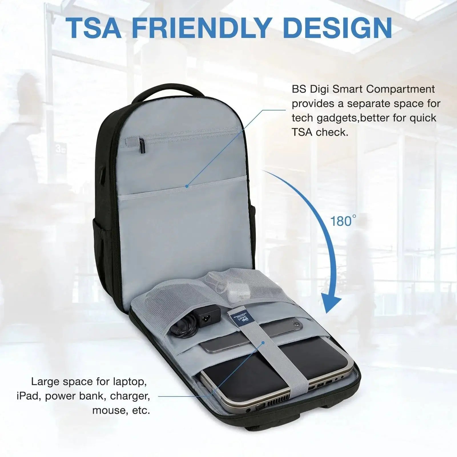 Anti Theft Waterproof Laptop Backpack With USB Port