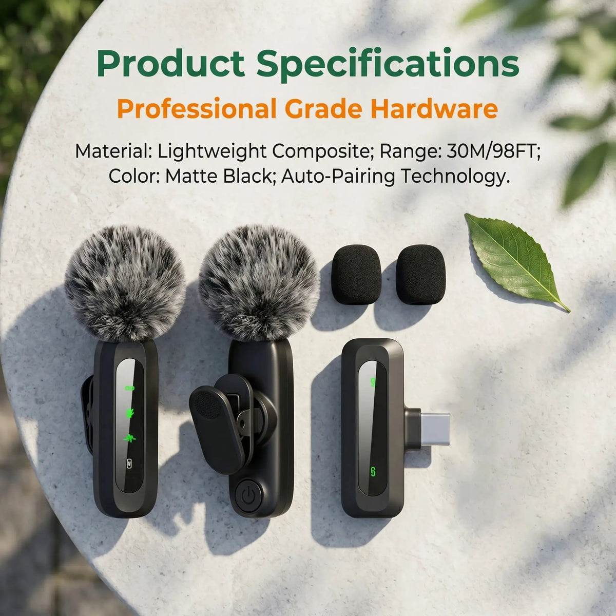 Type-C Port Wireless Lavalier Microphone, Noise Cancelling Lapel Mic,for iPhone15+,Android Phone,Vlog Live Streaming Interview
