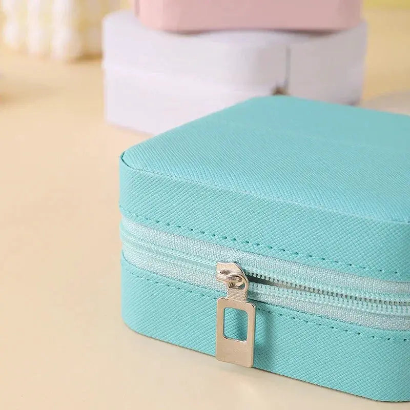 Portable Leather Jewelry Storage Case Travel Organizer