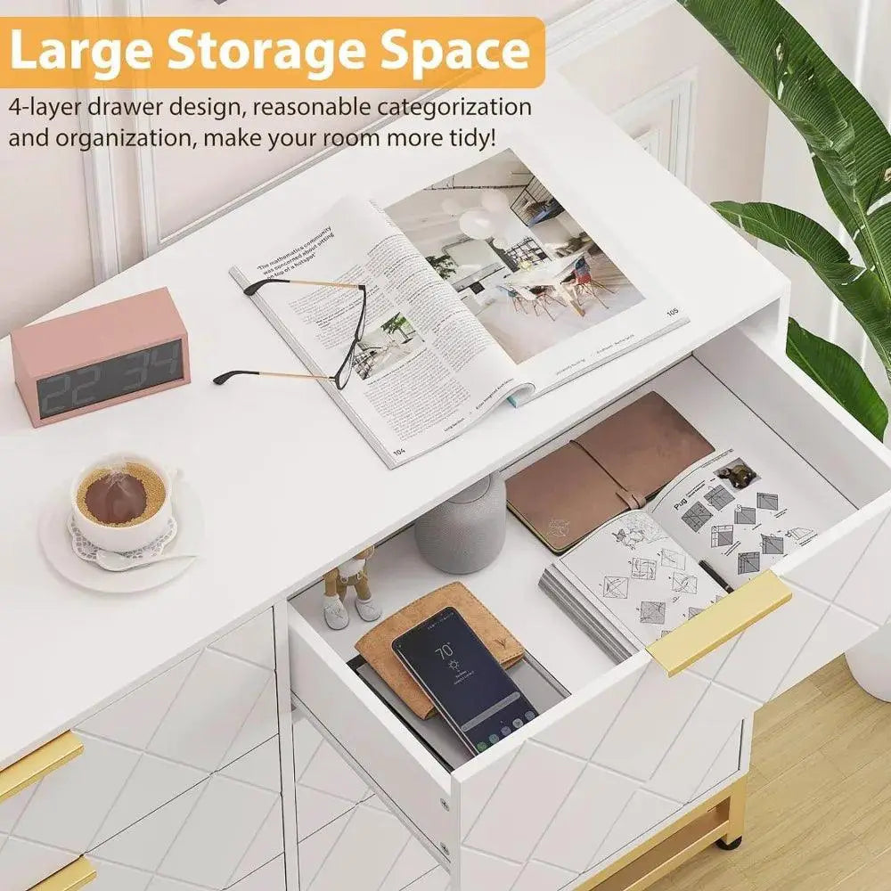 White Dresser With 8 Drawers For Bedroom Storage Solution