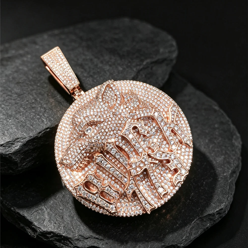 Round Wolf Medallion Pendant K