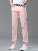 Four Season New Men's Yellow Jeans Fashion Business Casual