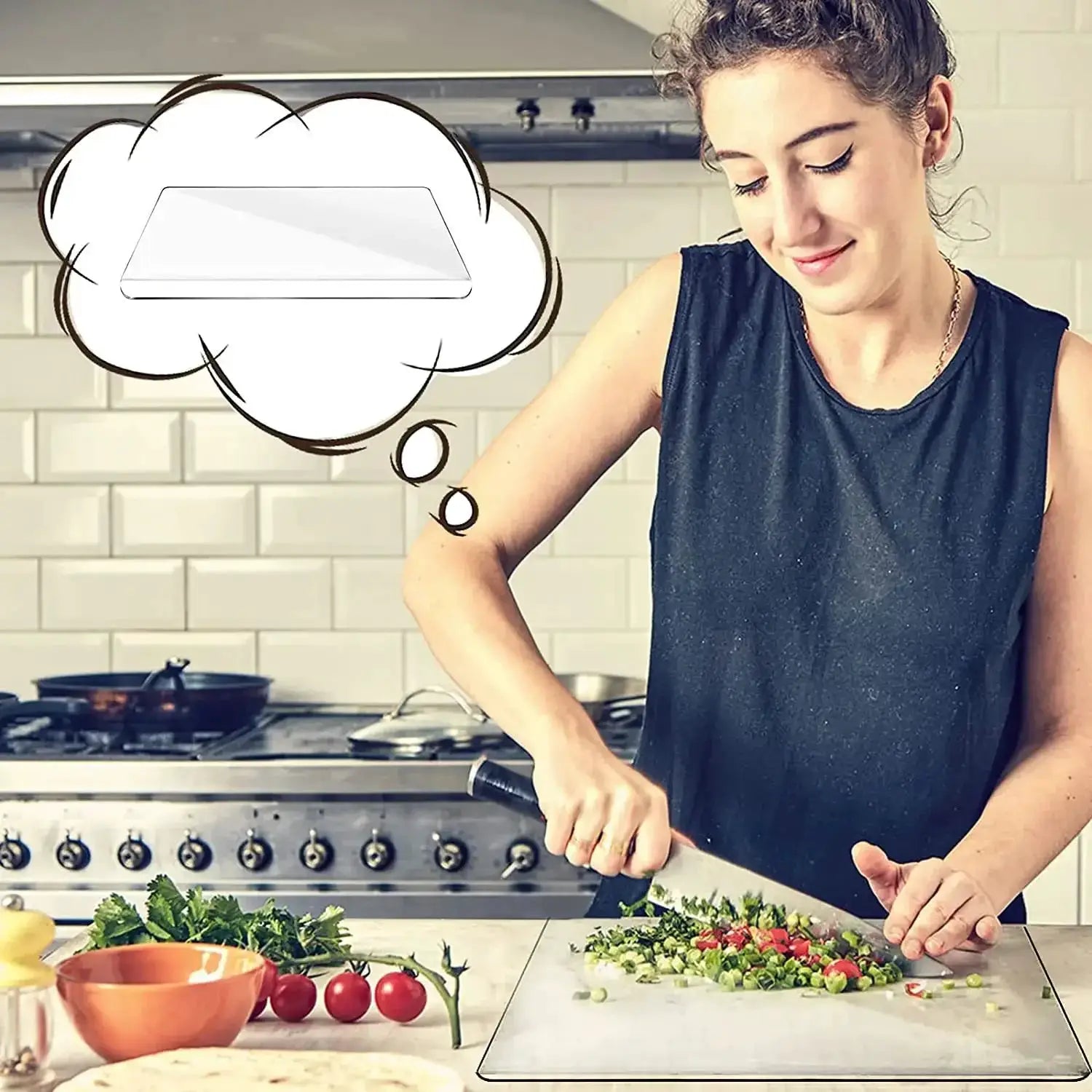 Acrylic Anti Slip Transparent Cutting Board With Lip Kitchen