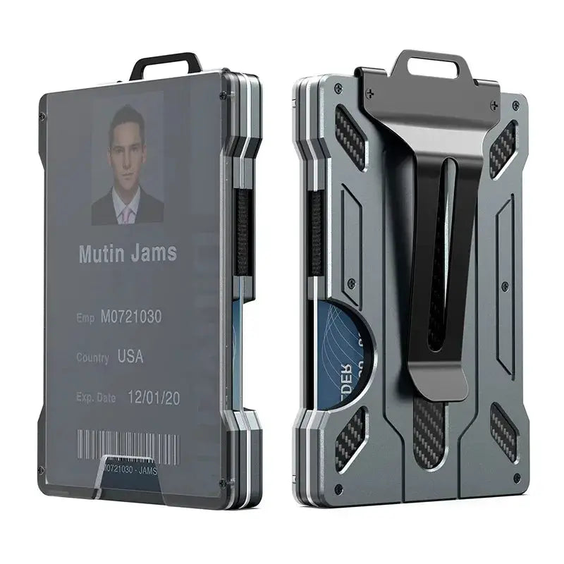 Men Slim Aluminum Wallet With RFID Blocking Money Clip