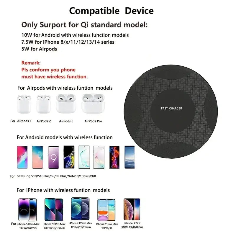 Wireless Charger Pad Stand Desktop Ultra Thin Fast Dock — product view 16