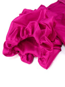 Shiny Peplum Blouse with Puff Sleeves Elegant Women's Top