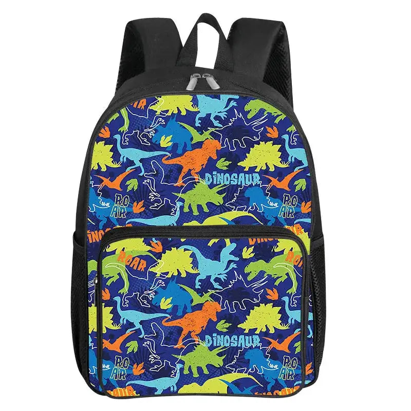 Dinosaur Pattern Square Front Pocket Backpack for Boy and Girls Best Gifts 2D Flat Cartoon SchoolBags for Children