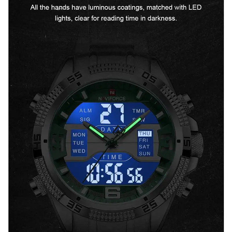 Naviforce Digital Stainless Steel Sports Watch Multifunction
