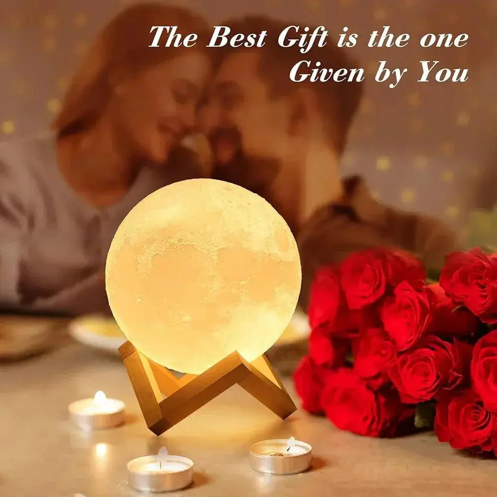 Rechargeable 3D Moon Night Light LED Touch Lamp Decor