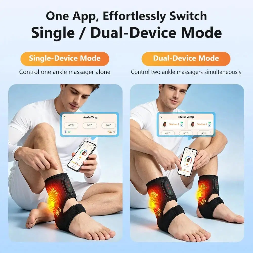 Electric Dual Ankle & Foot Massager 3 Levels Heat Vibration Hot Compress Ankle Massage Heated Wrap Support Brace Foot Protector