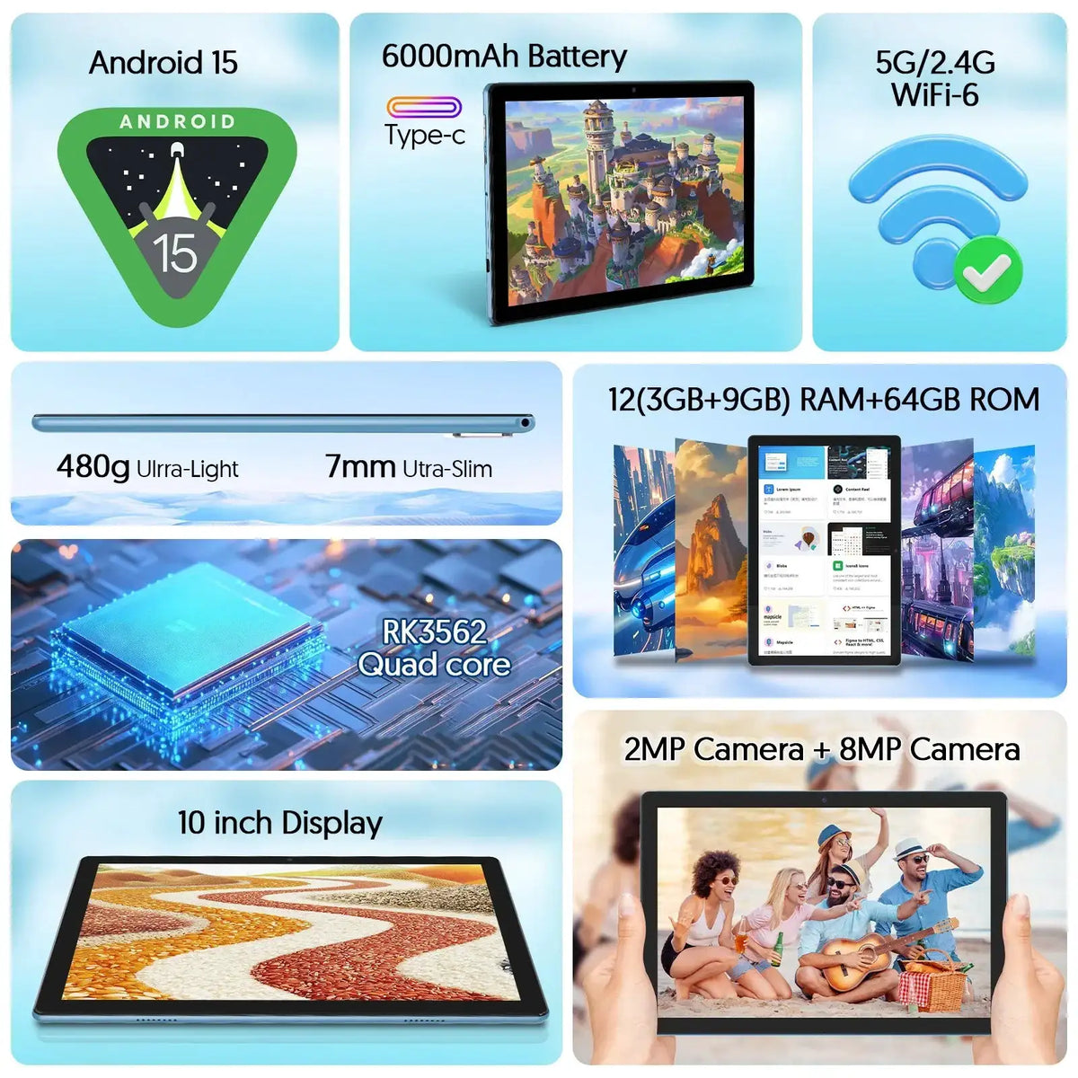 Baken Inch Android Student Tablet - Blue tablet andcase product image