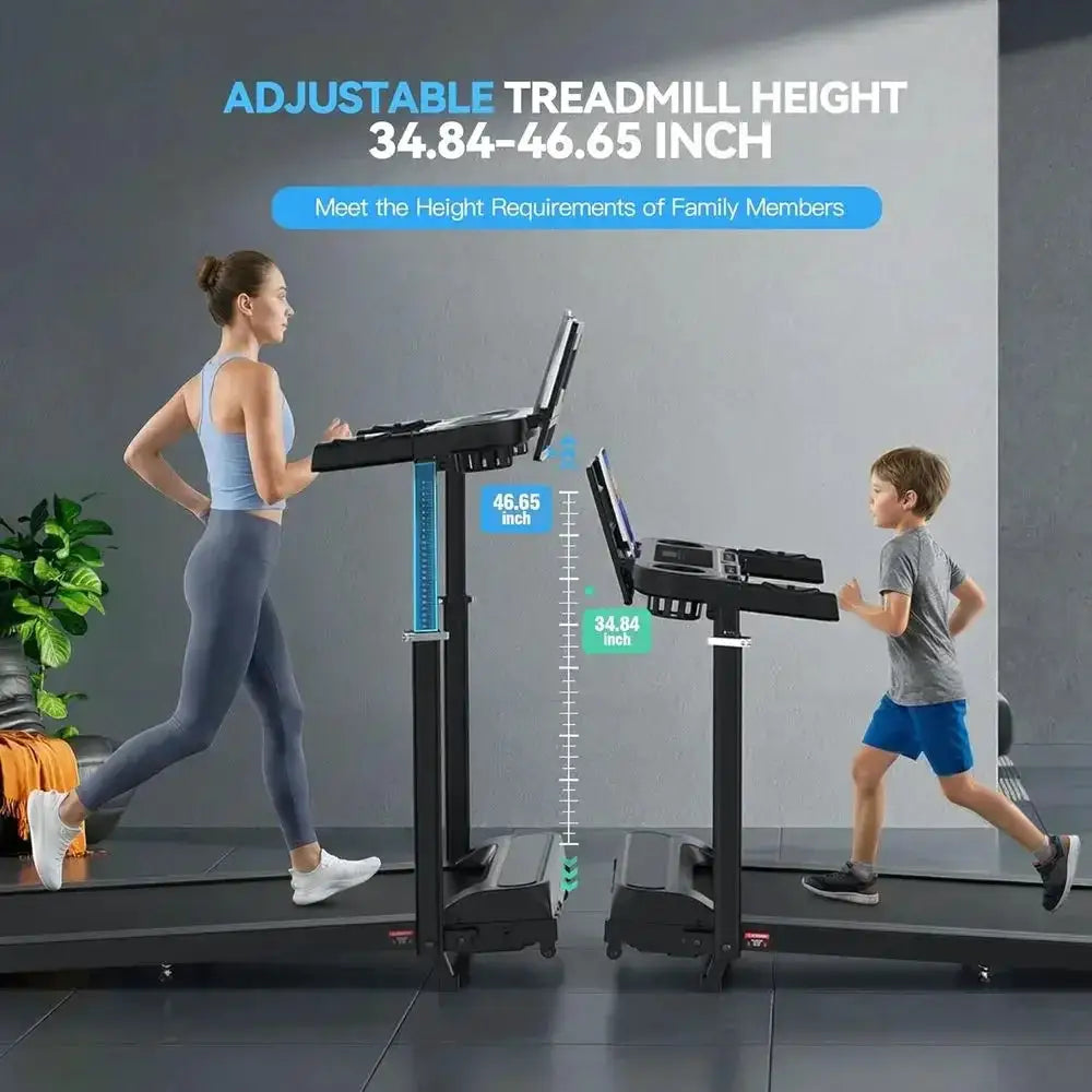 Compact Incline Treadmill with Folding Walking Pad, Adjustable Desk Height, LED Display for Home Office Use