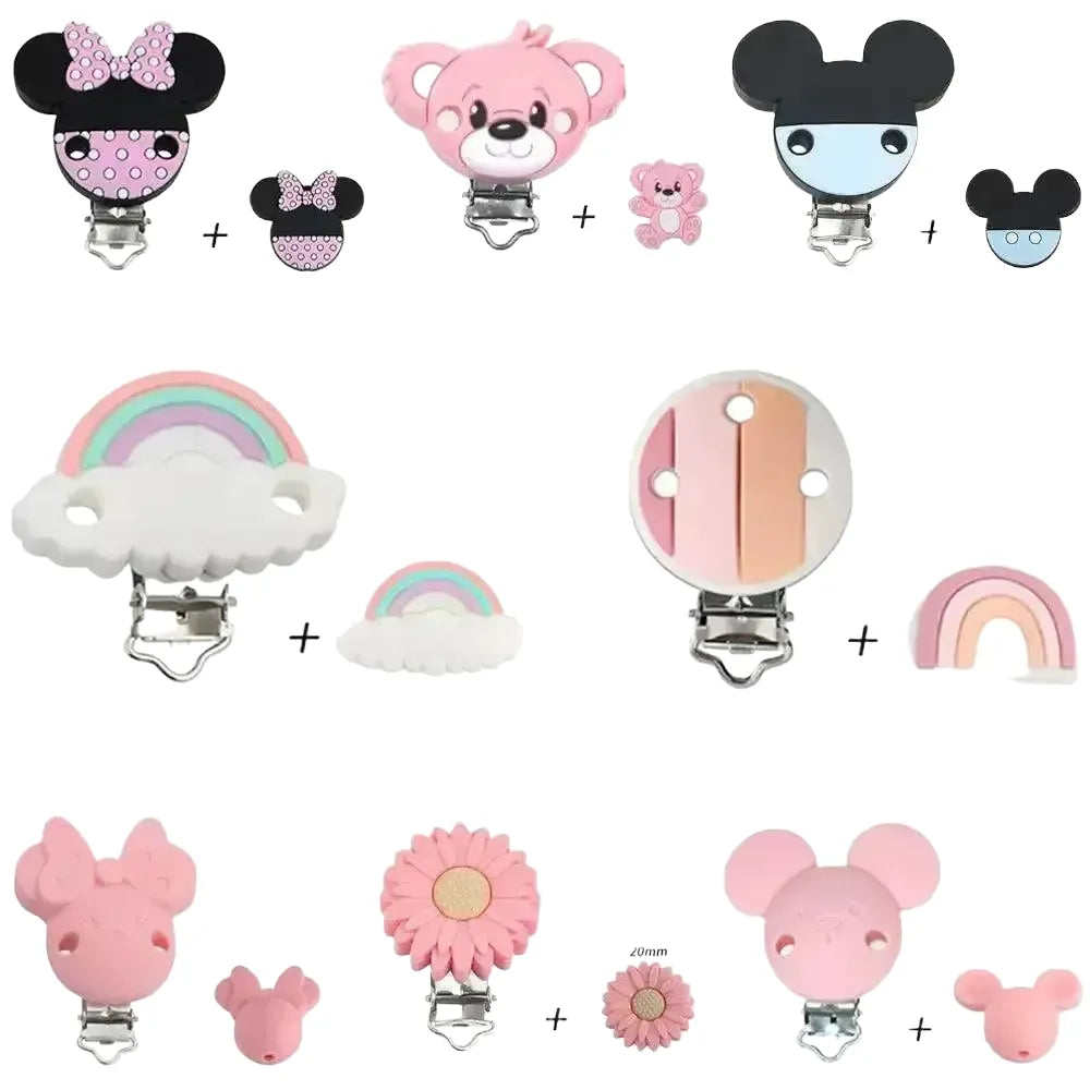 Pacifier Clips for Babies Keeps Clean — 2pcs Candy pink