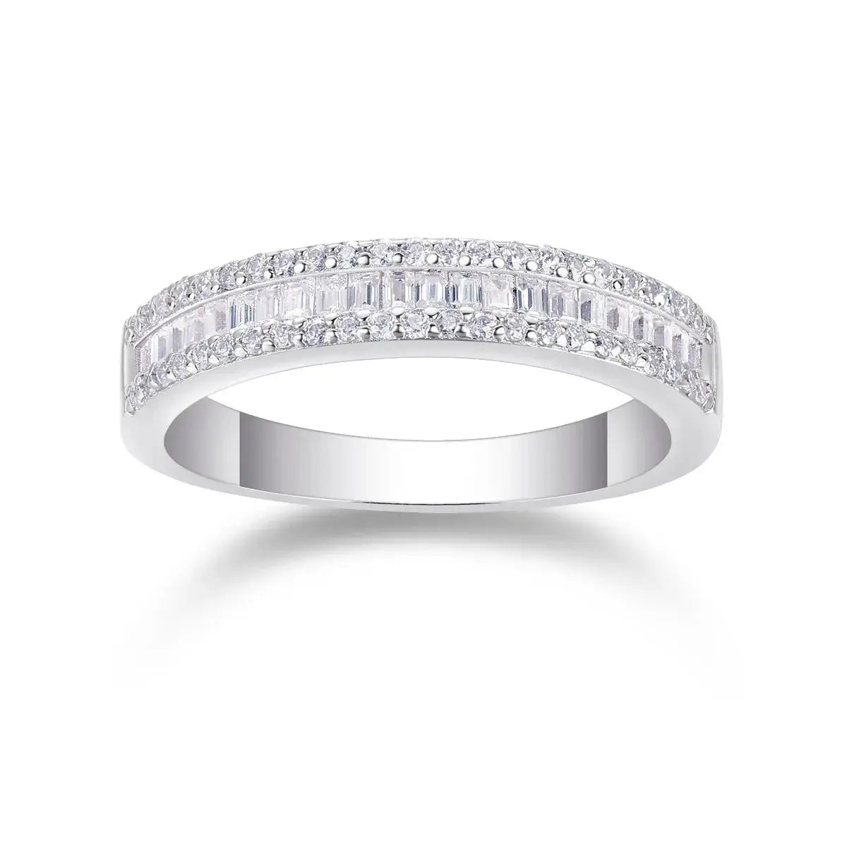 Round Moissanite Ring in Sterling Silver Triple — product view 6