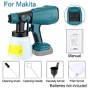 Cordless 800ML Electric Paint Sprayer For Makita Milwaukee Bosch