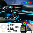 RGB Car Ambient Light Kit 8M 6in1 Fiber Optic Mood Lamp With App Control