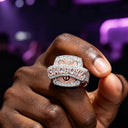 Men Silver Hip Hop Ring With Moissanite