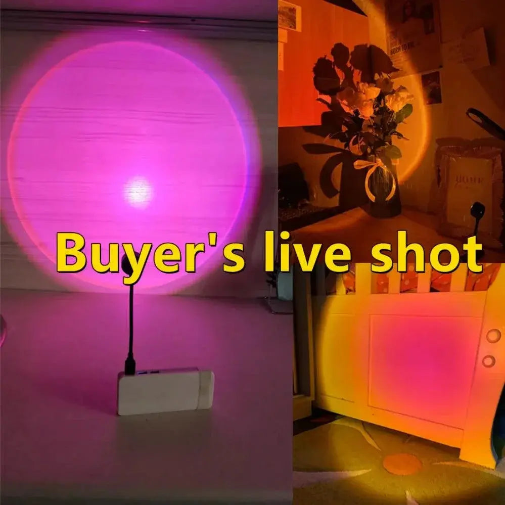 Sunset Lamp LED USB Rainbow Neon Night Light Projector