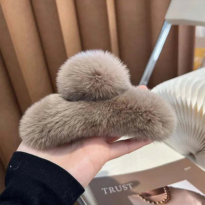 Crab Plush Fur Hair Clip Trendy Accessory For Girls