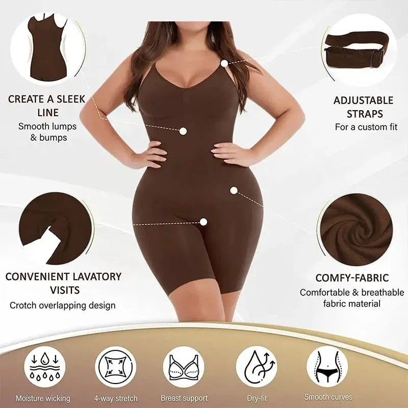 Seamless Full Coverage Bodysuit Shapewear Thigh Slimming