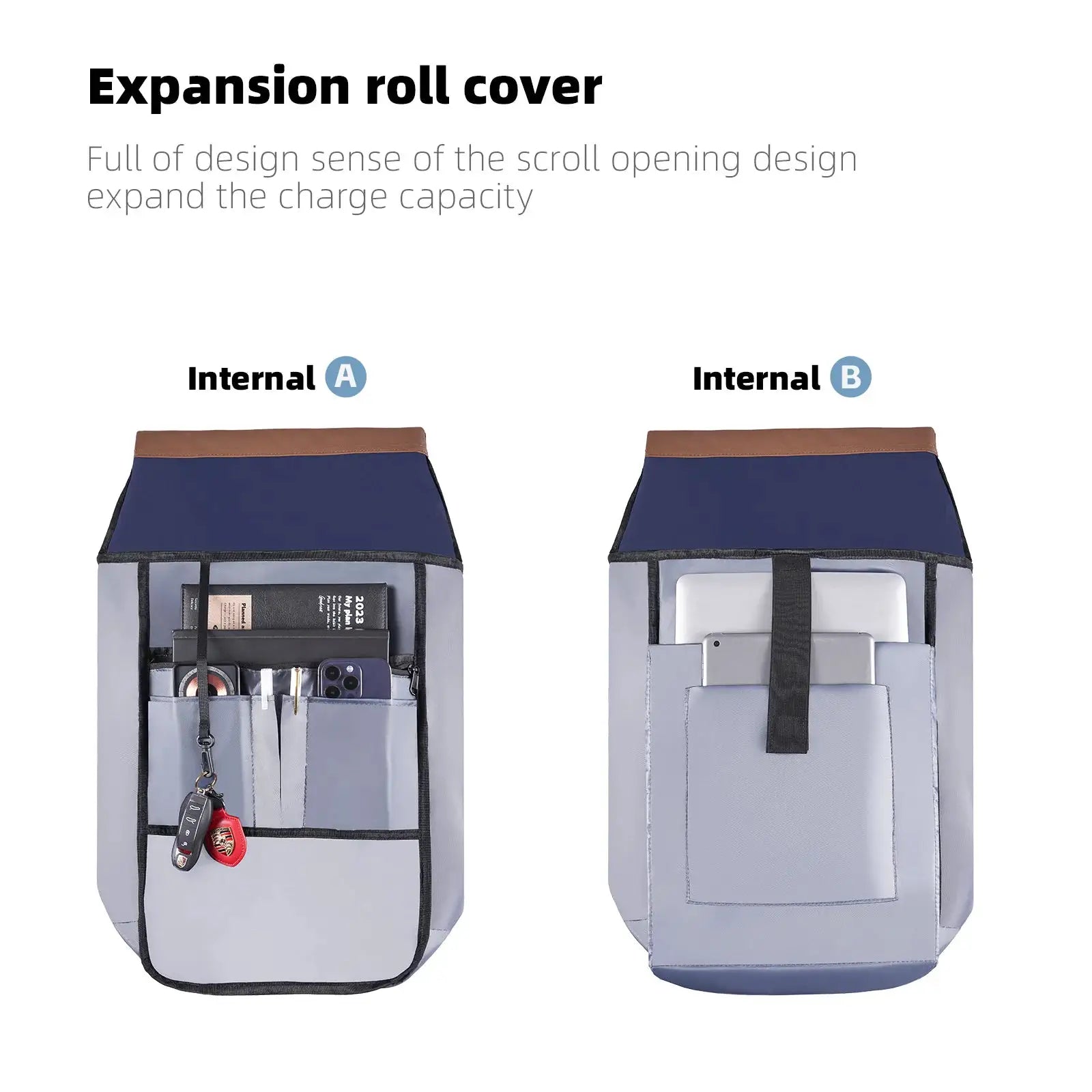 TANGCOOL Gentleman Roll Top Backpack Large Capacity Lightweight Waterproof Multi Compartment Business Travel Laptop Bag